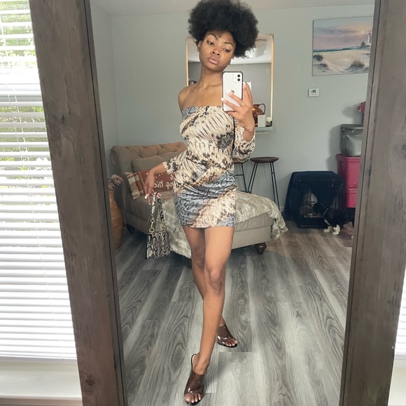 Animal Print Offshoulder Mini Dress - Picture 5 of 10